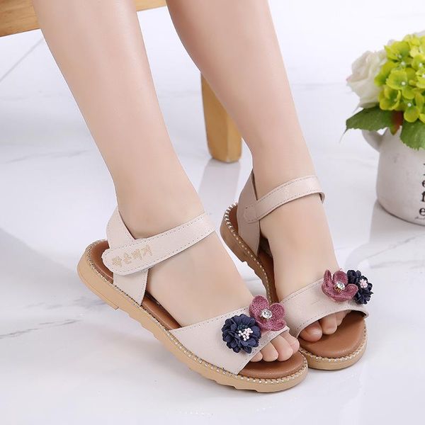 

sandals little girl summer shoes for children's fashion cute flower princess sandal 2021 girls'beach kid school shoe 3 5 8 12 year, Black;red