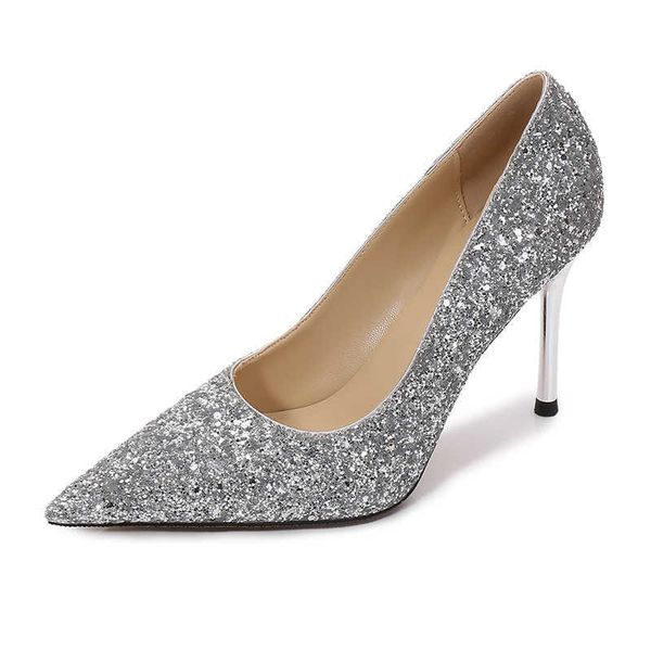 

dress shoes luxury wedding women's winter wedding 20 pointed thin heel high-heeled bridmaid bride sier jc sequin women's, Black