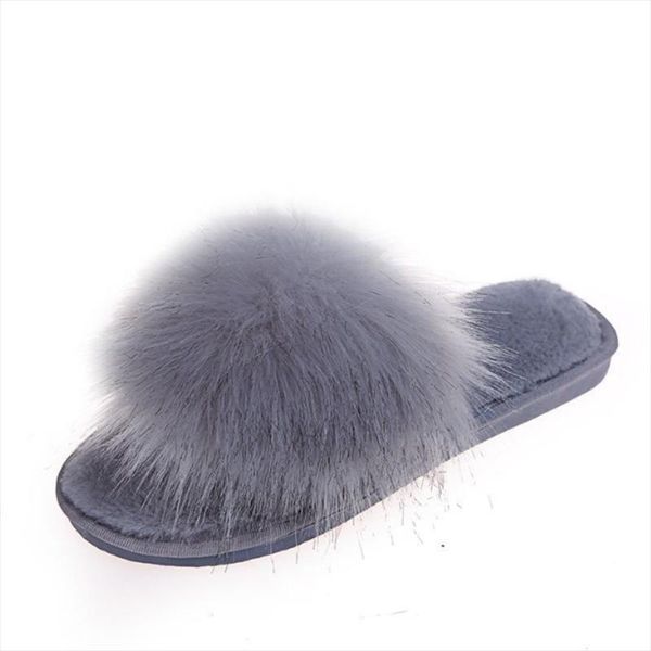 

slippers ladies fur home warm faux flip-flops bedroom flat shoes over-the-indoor winter 2021 slides, Black