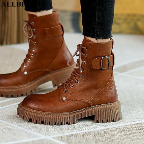 

boots allbitefo full genuine leather casual thick heels women brand high shoes party ankle for, Black