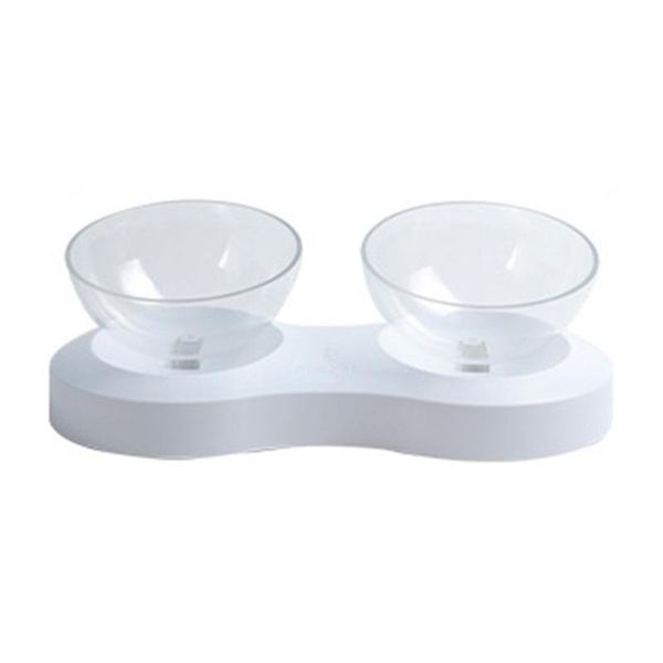 

cat bowls & feeders bowl with stand transparent tilted raised pet feeding for and small dog non-slip plastic
