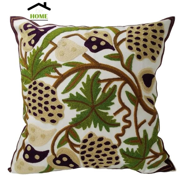 

behome cord embroidery plant cotton canvas home decorative cushion cover pillow case 45 x cm cushion/decorative