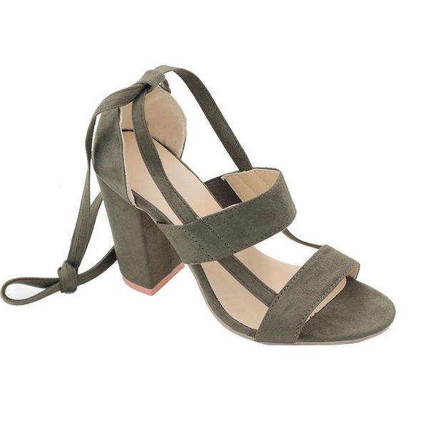 

5cm 2021 summer high-heeled strappy sandals women suede large size 41 42 43, Black