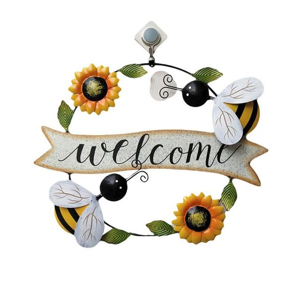 

decorative objects & figurines metal welcome sign, vintage sunflower hanging decor porch sign for front door entryway