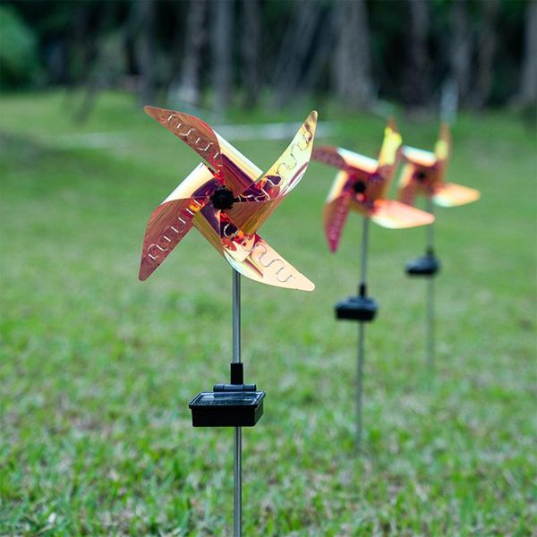 

lawn lamps 2 sets solar garden light decorative outdoor rainproof waterproof and rustproof functions household windmill lamp