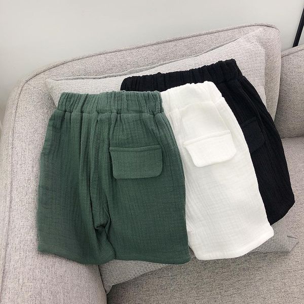 

trousers children's wear pants summer simple candy color thin boys loose casual solid pleated soft cotton knee length, Blue