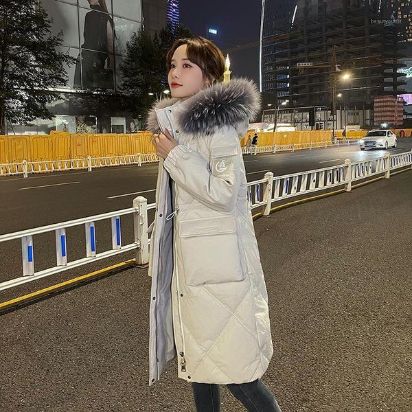 

haining leather down jacket fur coat women's middle long sheep skin raccoon dog grass slim 2021 winter & faux, Black