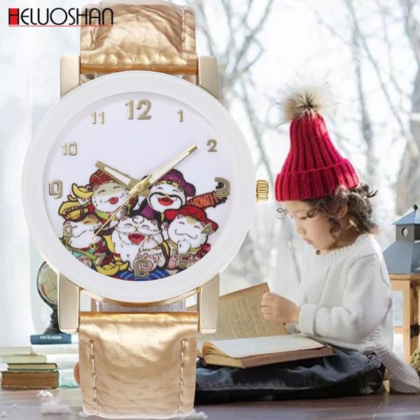 

wristwatches christmas pattern women casual watch ladies leather luxury watches woman quartz wristwatch female clock hours black gift #d, Slivery;brown