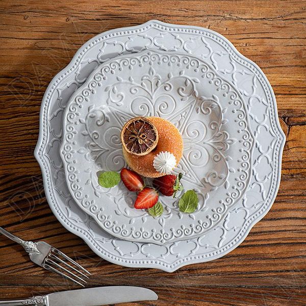 

dishes & plates relief ceramic plate set retro decorative western steak dish dining table main course european kitchen and sets