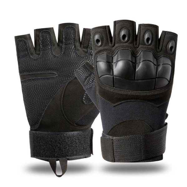

sports cycling gloves men women outdoor half finger tactics protective training bicycle bike motorcycle riding, Black
