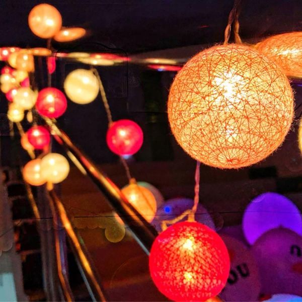

strings colorful led cotton ball lights string garland christmas xmas outdoor holiday wedding party baby bed fairy decorations