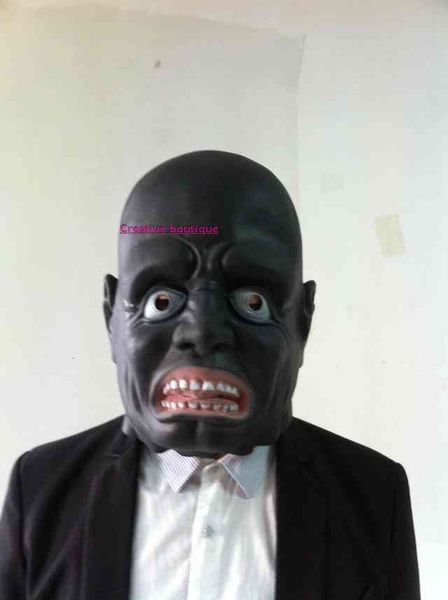 

mask black and white impermanent seductive latex zombie long tongue monster headgear secret room escape props trickery scary