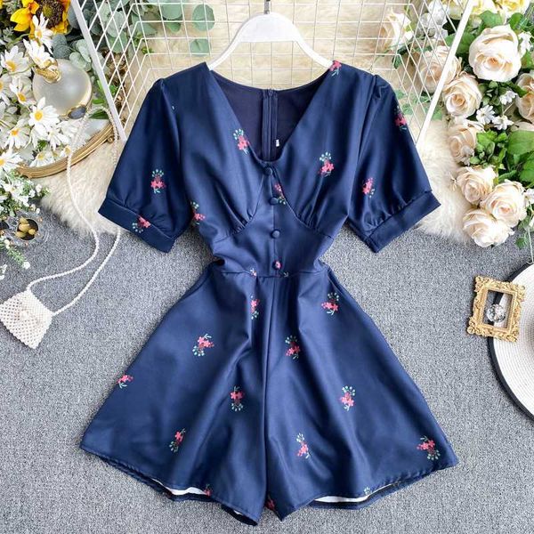 

women's jumpsuits & rompers womens jumpsuit shorts summer fashion printed short sleeve slim casual overall female white bodysuit korean, Black;white