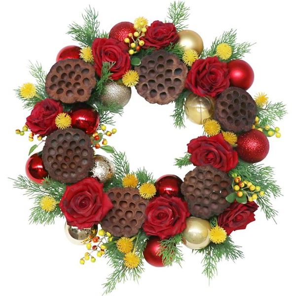 

decorative flowers & wreaths artificial christmas wreath with dried lotus rose flower ball for front door wall window farmhouse home decorat