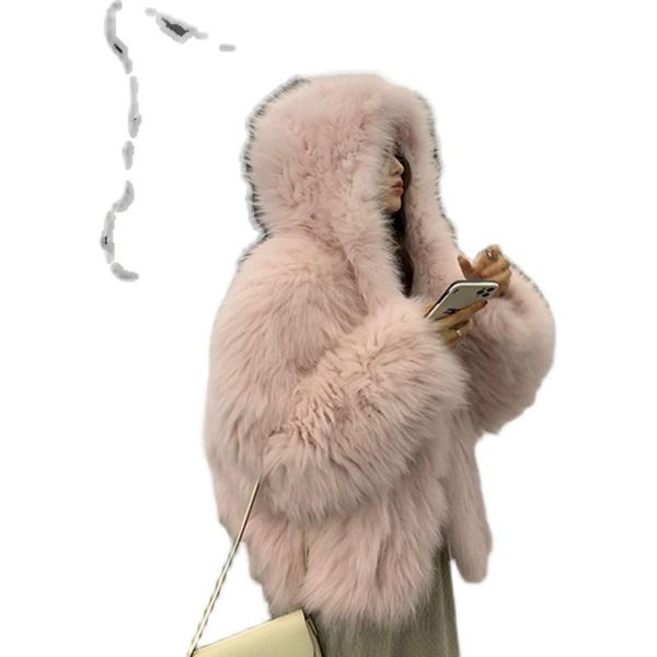 

rain wear toka fur young loose fried street hooded faux coat female winter plush