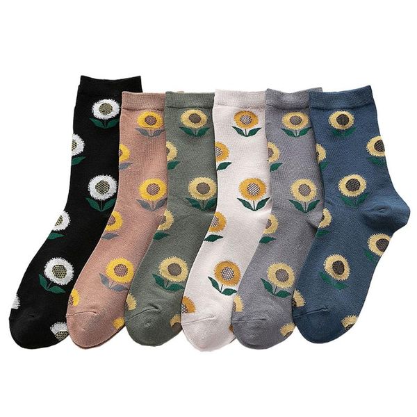 

product fashion trend women's cute flowers casual cotton socks 5 pair & hosiery, Black;white