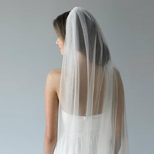 

bridal veils soft tulle chapel veil ivory one tier long 250cm vintage wedding metal combs attached handmade, Black