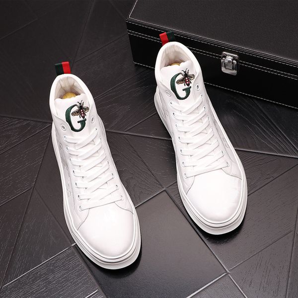 Stivali da uomo piatto in stile europeo bianco europeo stivali classici ricamo d'api da festa per matrimoni comfort sneaker casual b118 5