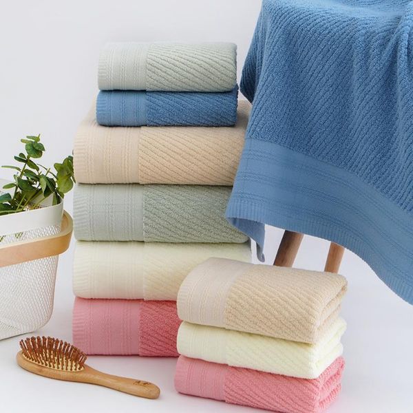 

towel 3pcs/set cotton hand bath beach solid color towels bathroom set