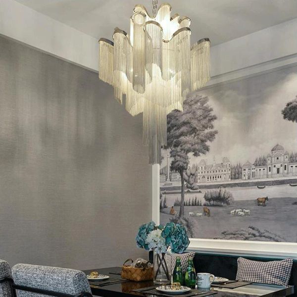 

pendant lamps modern led fringe chain lights for living room gold lustre tassel lamp dining el villa indoor lighting