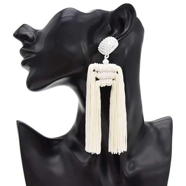 

new european and american tassel earrings personality fashion bohemian national wind rice beads earrings jewelry wholesale, Silver
