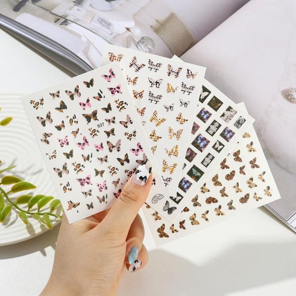 

sheet leopard design butterfly nail sticker colorful 3d self-adhesive decals sliders wraps diy manicure art decor stickers &, Black