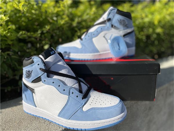

basketball shoes authentic 1 high og white university blue black 1s men women zapatos sports sneakers original