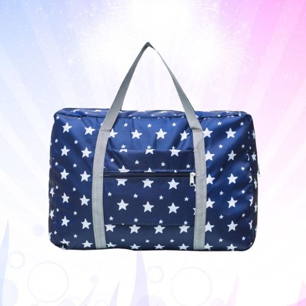 

1pc foldable portable waterproof large capcaity travel clothes storage bag container organizer (navy stars) bags