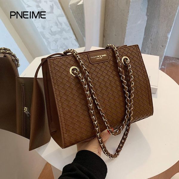 

shoulder bags woman gentle wind one-shoulder messenger bag retro chain woven handbag all-match casual picture-in-the-mother