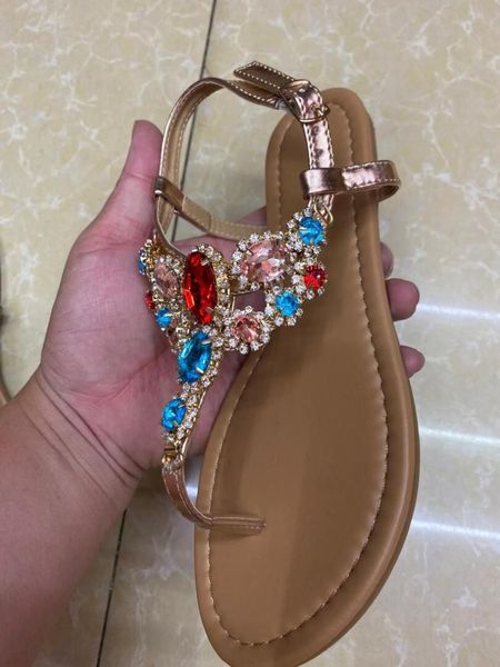 

sandals women gladiator female summer shoes black gold footwear shiny diamond buckle flat bottom large sizedb76