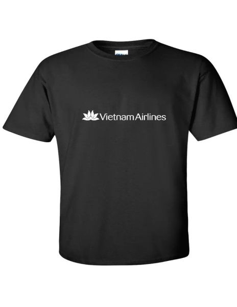 

vietnam airlines white logo vietnamese airline black cotton t-shirt, White;black