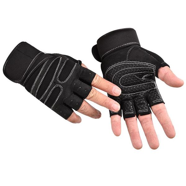 

half-finger sport mitten cycling anti-slipping magic sticker durable glove summer bicycle gym fitness mtb bike gloves, Black