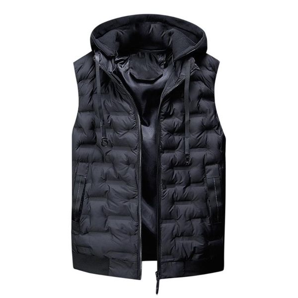 

casual winter warm men hooded vest male zipper sleeveless jacket coat outwear light mens work down padding vests waistcoat men's, Black;white