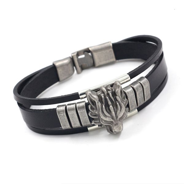 

wristbands personalized faucet bracelet jewelry multi-layer beaded lucky domineering men's leather punk beads bangles, Golden;silver
