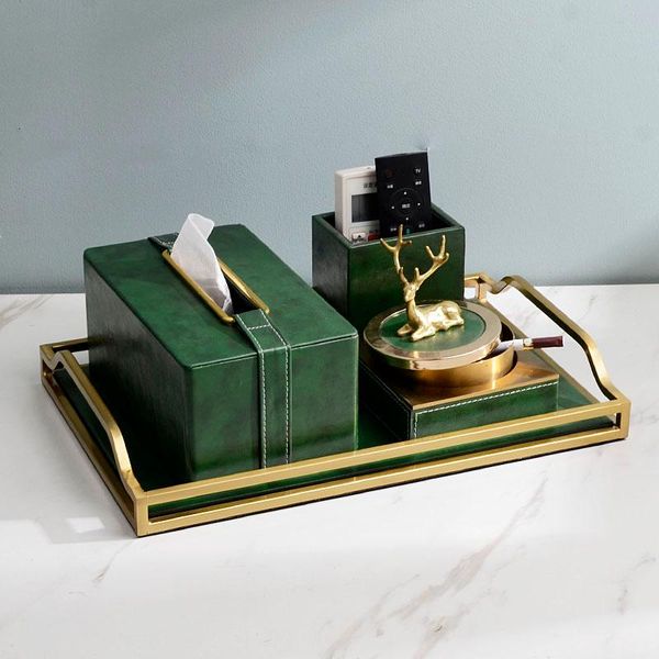 

tissue boxes & napkins light luxury nordic style dining table box leather household napkin smoke ashtray set three piece