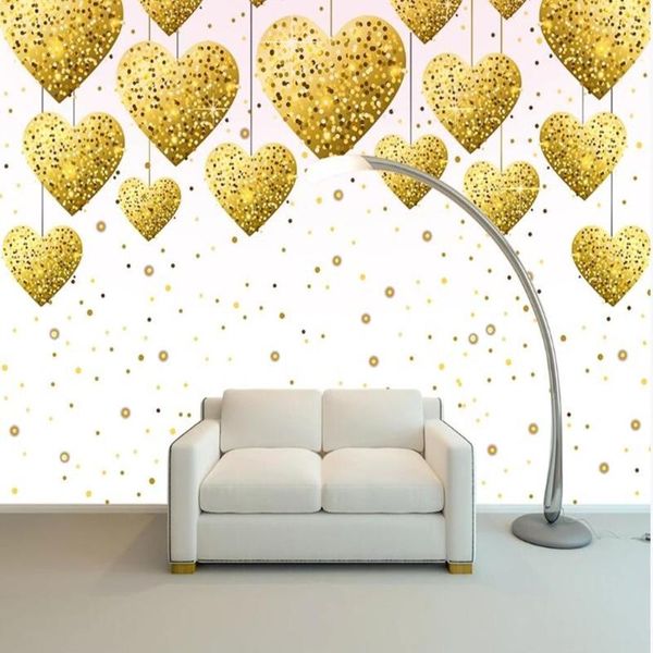 

wallpapers milofi custom 3d shiny heart large tv background wallpaper mural