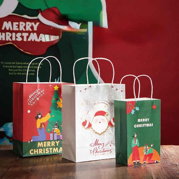 

gift wrap 10pc/set christmas kraft paper candy bag handbag exquisite 2022 merry festival packaging bags