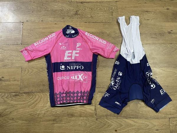 

racing sets laser cut 2021 ef nippo provence team pink men's cycling jersey short sleeve bicycle clothing with bib shorts ropa ciclismo, Black;blue