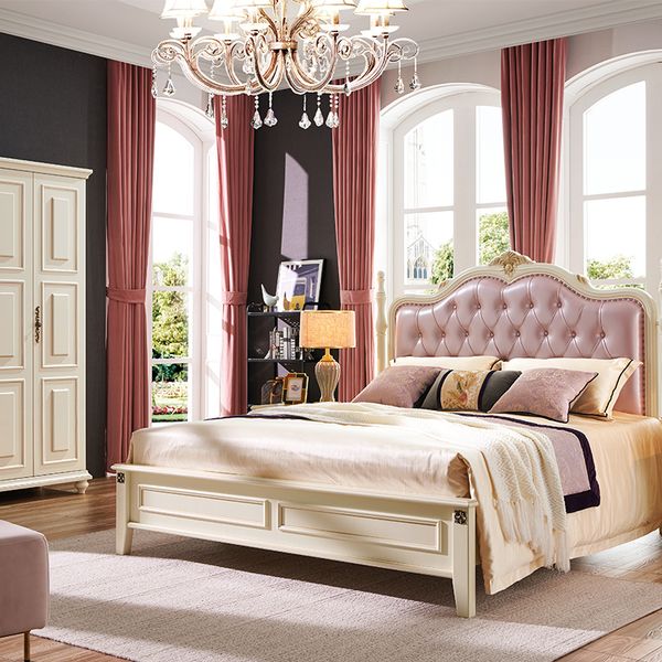 

furniture bedroom european light luxury modern simple double solid wood bed