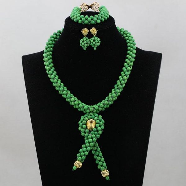 

earrings & necklace prasinous wedding crystal jewelry set marvelous nigerian beaded hx215, Silver