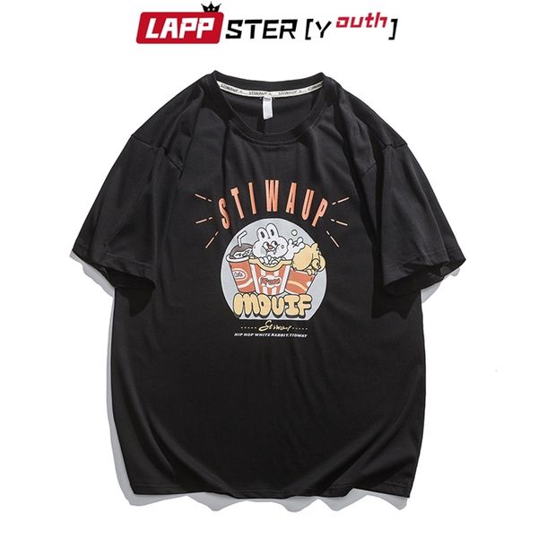 

men summer harajuku graphic shirts mens vintage printed kawaii streetwear shirt male japanese style ees 210420, White;black