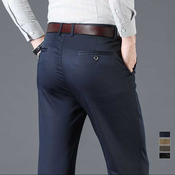 

men's pants classic men casual business office fashion comfortable elasticity cotton straigh male suit trousers plus size 40 42, Black