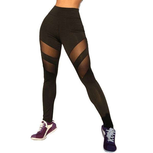 

yoga outfit women pants dark green mesh stitching high waist leisure sports fitness legging female