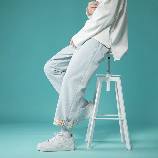 

men's jeans wide leg for men loose baggy pants male oversize denim trousers hombre pantalones korean style autumn streetwear 2021, Blue