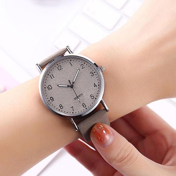 

wristwatches watch brand women quarte wristwatch simple casual belt silver case scale quartz female @5, Slivery;brown