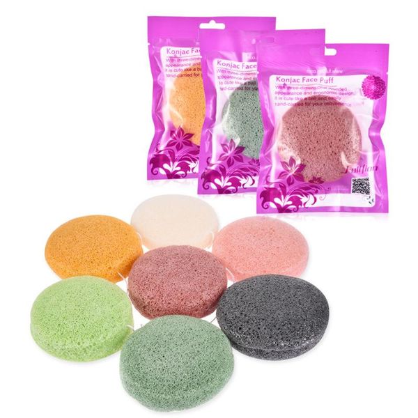 

sponges, applicators & cotton round shape makeup konjac powder puff sponge face cleaning exfoliator cosmetic wash flutter facial cleaner