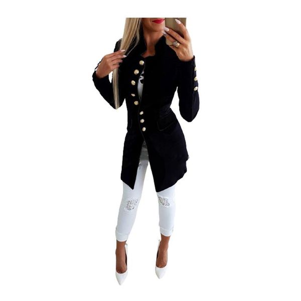 

long-sleeved breasted slim jacket 2021 button cardigan four-color pure black red gray blue women's jackets, Black;brown