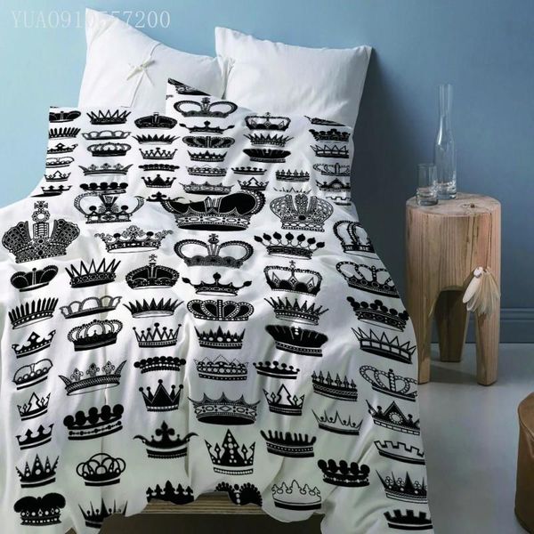 

bedding sets royal crown print white comforter cover set adults children duvet 3d printing cartoon multi size bed