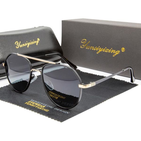 

sunglasses fashion for men metal frame sun glasses gradient shades driving round classic eyewear polaried uv400 high quality, White;black