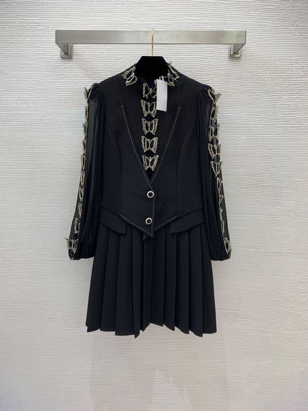 

22  2022 summer brand same style regular crew neck pullover long dress flora print pink dress long sleeve women clothes nishi, Black